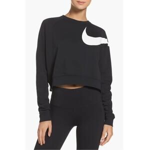 Nike Women's Black  Dri Fit Versa Training Crop Top Long Sleeve Size L
